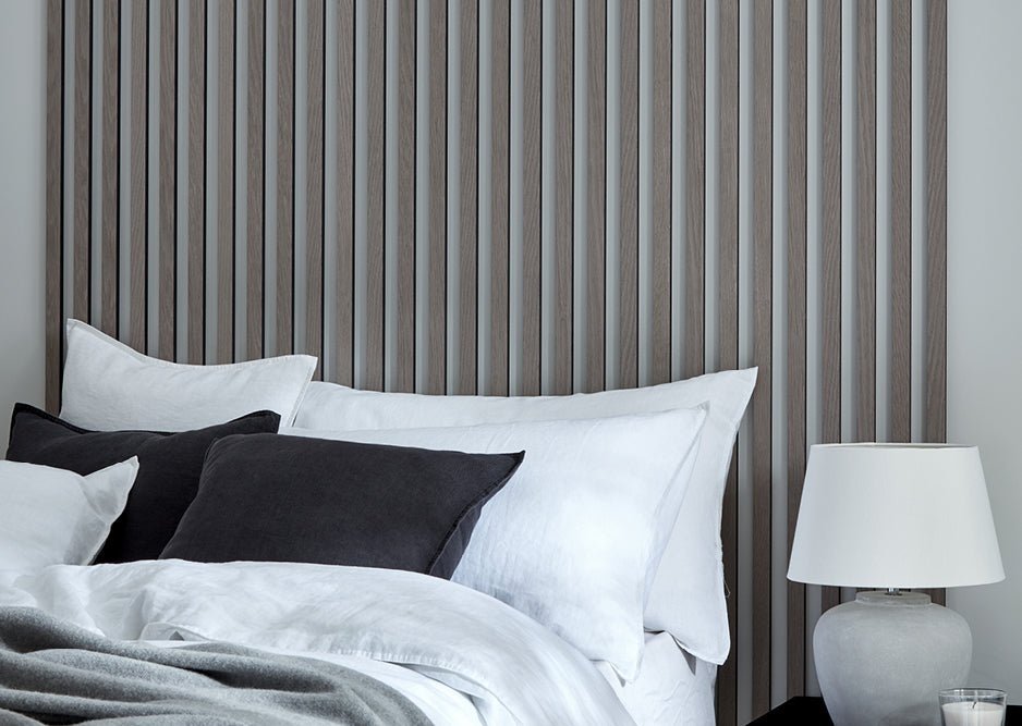 Using Naturewall's Individual SlatWall slats to create a headboard in a bedroom