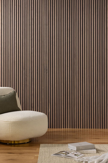 Light Walnut Acoustic Slat Wood Paneling for Soundproofing Walls - Wid –